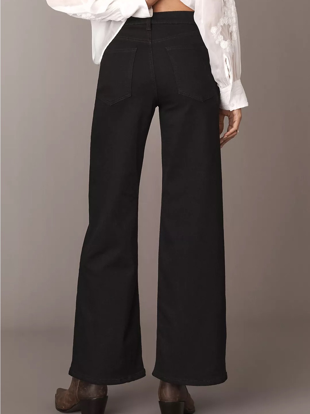 Frame Denim Le Slim Palazzo Pant Jeans True Black Wide Leg ALTERED Size 30 - Picture 3 of 9
